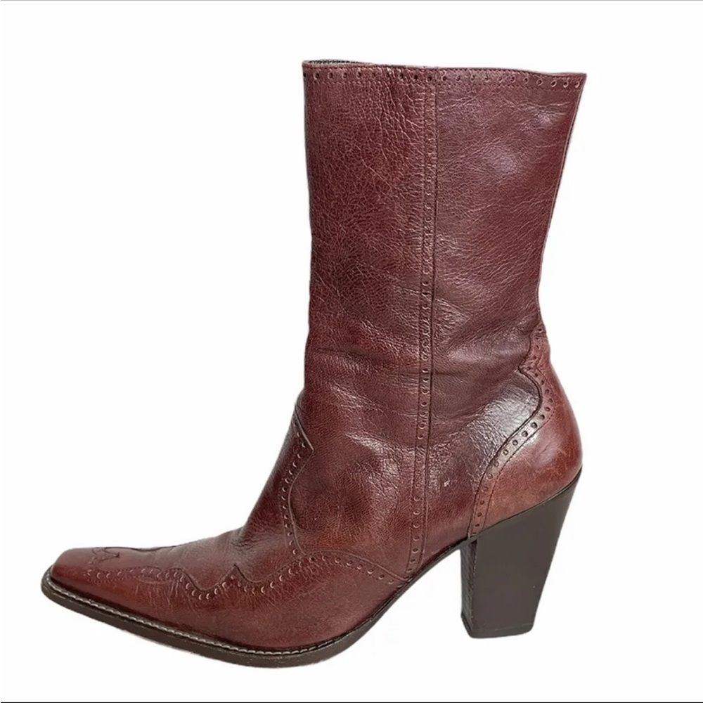 Duccio Del Duca Italian Wedtern Mid Calf Leather Boots